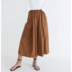 Ruti The Poplin Cargo Skirt Pants Wide Leg Flowy Brown Women's L/XL